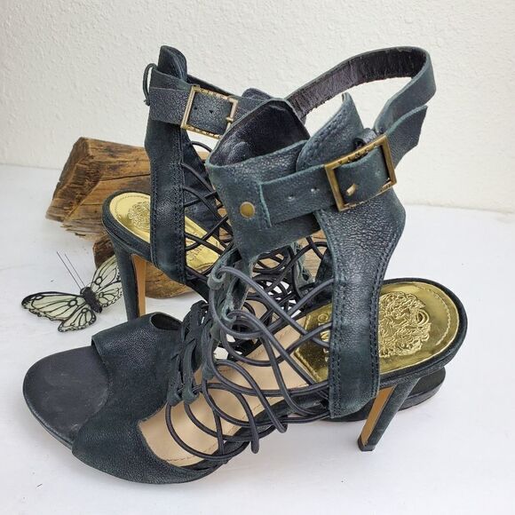 Vince camuto cage heeled sandals black Fossel - Picture 8 of 12